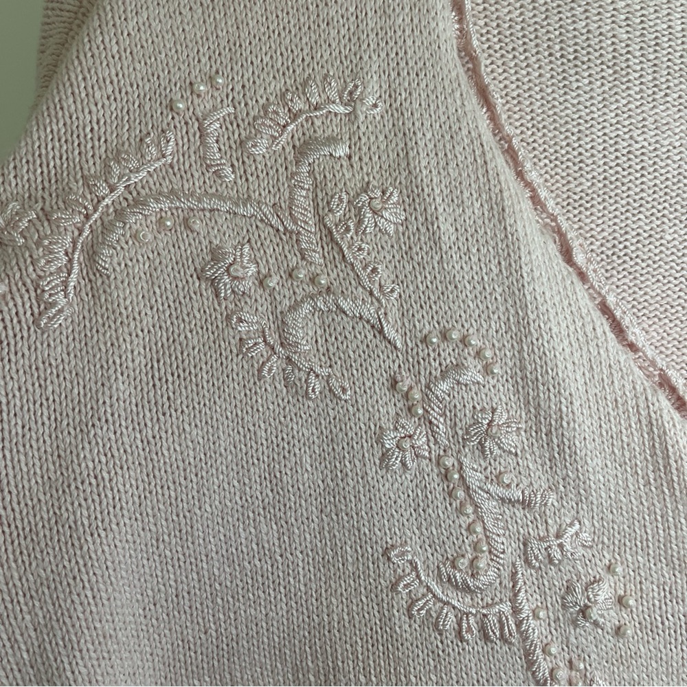 Venezia Light Pink Women's Cardigan Large Embroidered Detail Long Sleeve - Picture 5 of 15